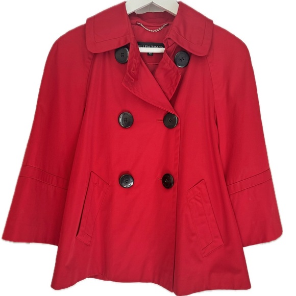 ELLEN TRACY | WOMEN’S COAT & JACKET | SHORT | LARGE BUTTONS | RED | EXTRA SMALL - Picture 1 of 17